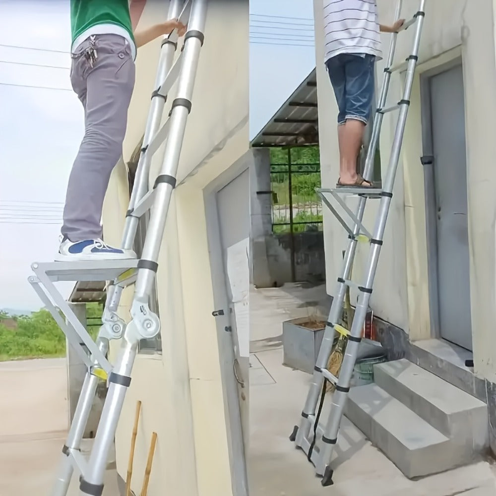 Ladder Platform Scaffold Board 400 lb Heavy Duty Non-Slip Work Tray Retractable Workstation Tool Tray Attachment for Extension Ladders Easy Install Silver - product image 13