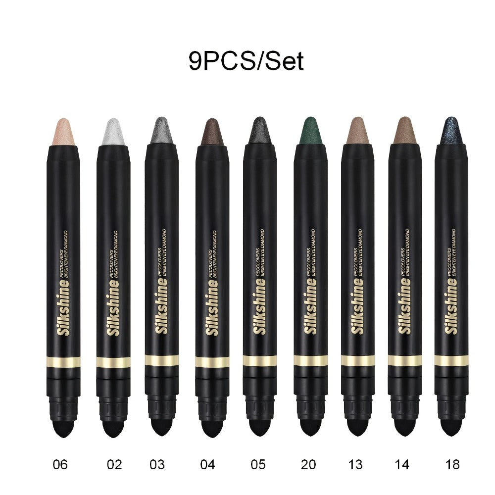 Metallic Eyeshadow Stick Set 9pcs Waterproof Long-Lasting Eye Makeup Kit — Shimmer Crayon Eye Brightener Highlighter & Eyeliner Pen with Brush, Women Beauty Gift - product image 3