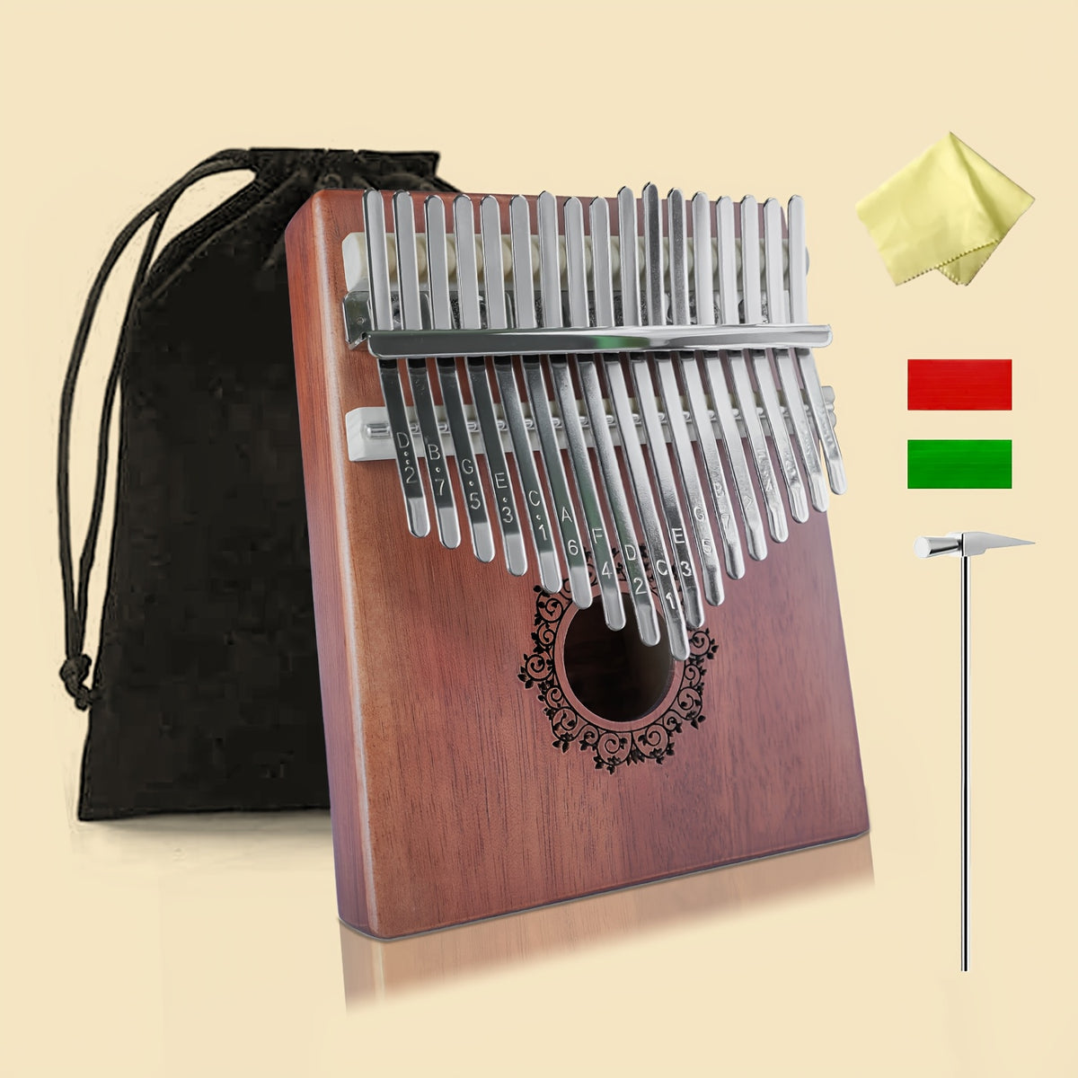 Portable 17 Key Thumb Piano, Finger Piano, Vintage Style Finger Piano With Learning Guide and Tuning Stick For Beginners - product image 5