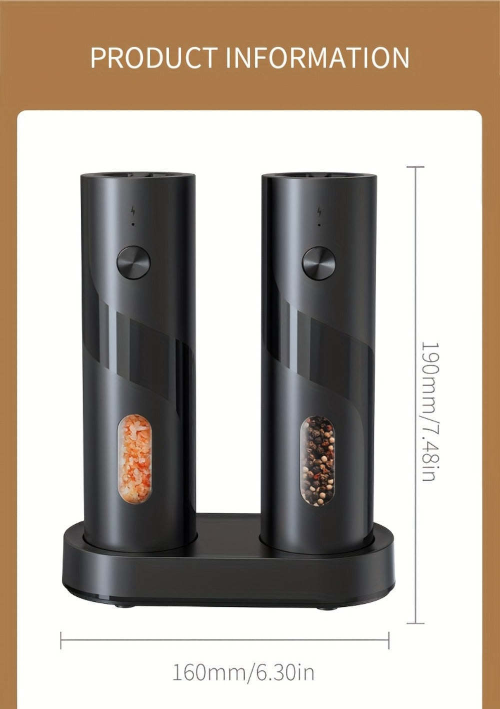 Electric Salt and Pepper Grinder Set – Rechargeable Automatic Mills with LED Light, Adjustable Coarseness & 3.72oz Capacity for Home Kitchen, BBQ, Restaurant & Outdoor Entertaining - product image 31