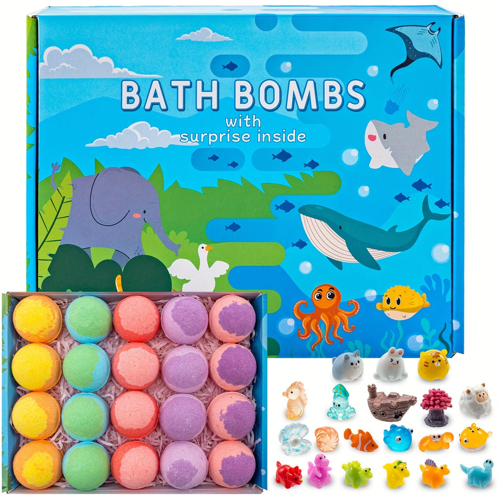 Kids Bath Bombs with Surprise Inside 20 Pack - Fizzy Bath Balls with Hidden Toy for Boys Girls Toddlers, Animal & Ocean Theme, Lavender Scent, Fun Educational Birthday Christmas Ea - product image 10