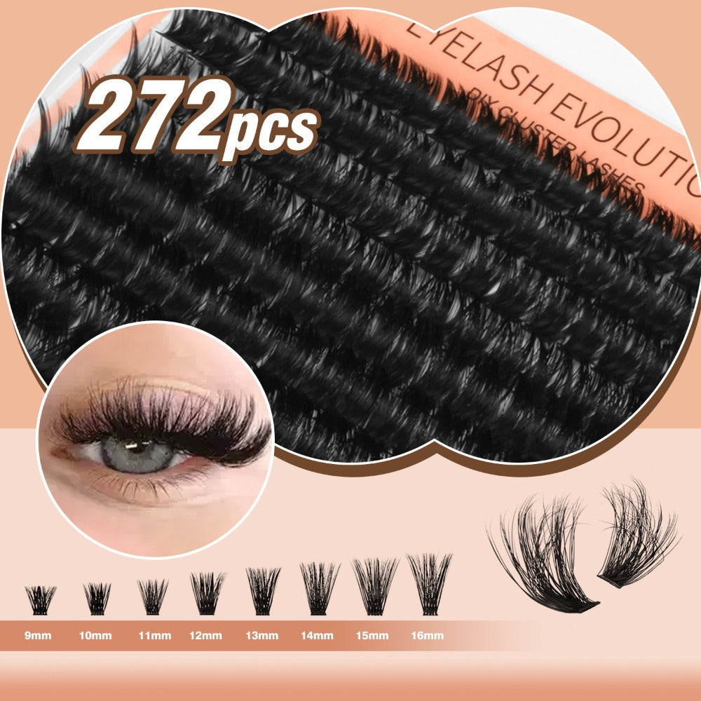 272Pcs D Curl Lash Clusters — 100D Thick Individual Eyelash Extensions 8-16mm, Soft Reusable DIY Cluster Lashes with Plant-Based Squalane, Voluminous Full-Body Lash Extension Kit f - product image 7