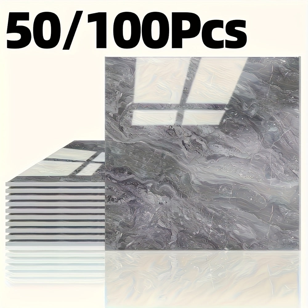 Peel and Stick Wall Tile Stickers Marble Pattern Self-Adhesive Waterproof Glossy Wallpaper 50/100Pcs for Kitchen Bathroom Living Room Home Decor - product image 18