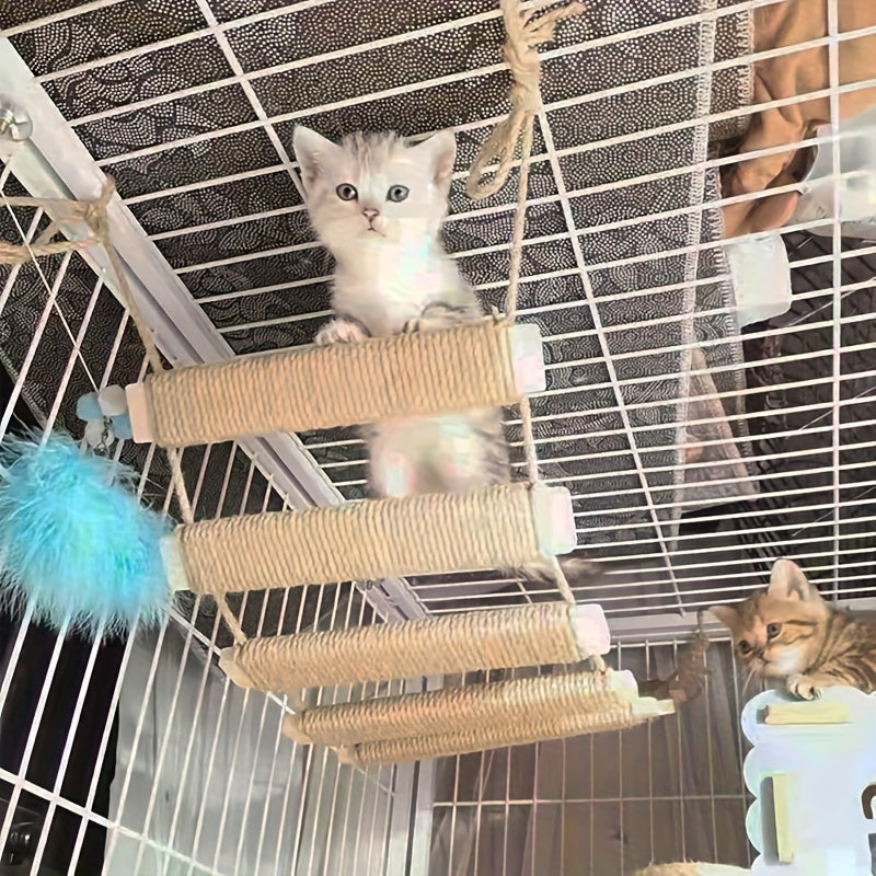 Cat Scratching Post Sisal Hemp Rope Replacement Column for Cat Tree Climbing Frame Indoor Cat Ladder – Multiple Lengths 13.78" 19.69" 39.37" Solid Wood & Hemp - product image