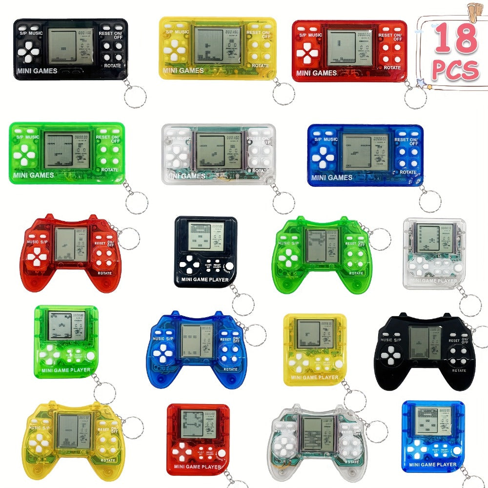 Mini Video Game Keychain Set Boys Birthday Party Supplies Goodie Bag Stuffers Classroom Prizes Gamer Gift | 18-Piece Gaming Keychain Party Favors for Kids