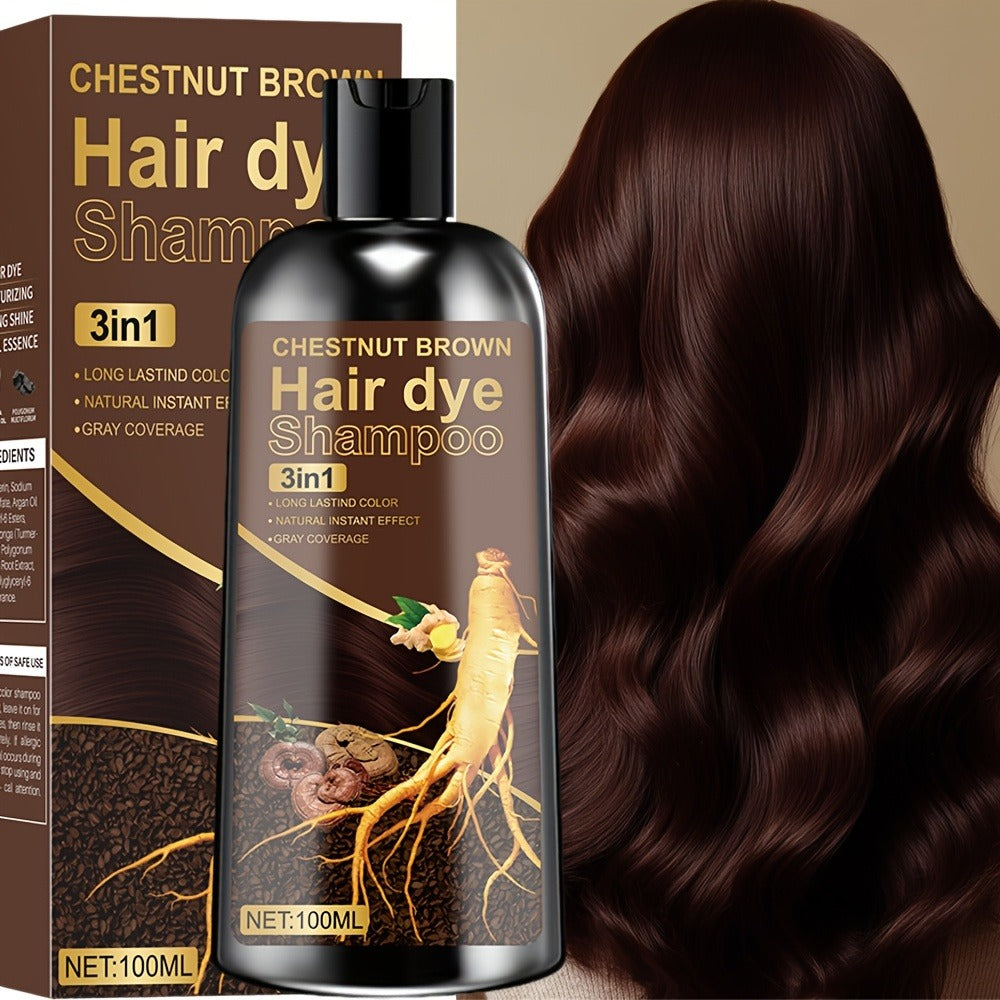 Plant Extract Hair Coloring Shampoo 100ml 3.38oz | Deep Moisturizing Scalp-Safe Gray & White Hair Coverage | Long-Lasting Botanical Color | Black Brown Chestnut Brown for Men & Wom - product image 3