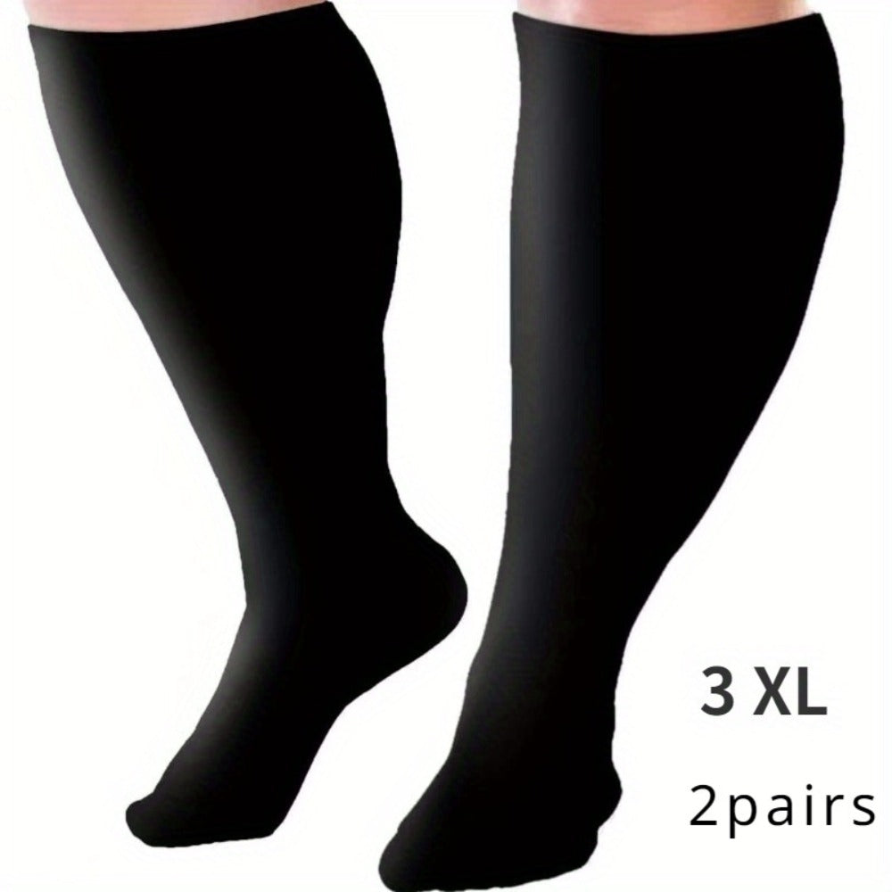 Plus Size Compression Socks 2 Pairs High Elasticity Sports Fitness Oversized Socks for Men Women 2XL 3XL 4XL 5XL 6XL 7XL Running Athletic Support - product image 5