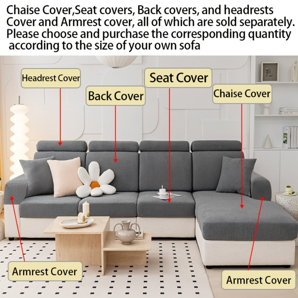 Jacquard Stretch Sofa Cover Non-Slip | Elastic Wear-Resistant Couch Slipcover, Polyester Jacquard Fabric, 1 to 4 Seat Sectional L-Shape, Armrest Backrest, Machine Washable - product image 14