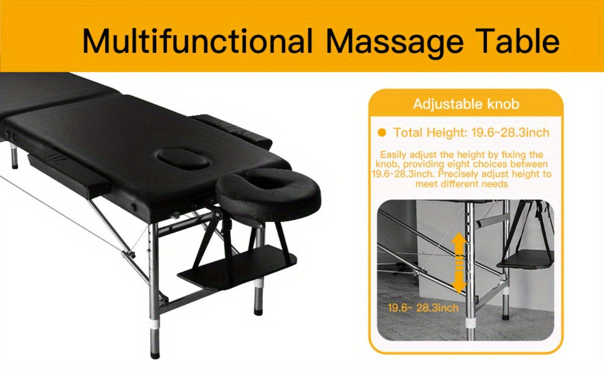 Portable Massage Table Foldable Aluminum Spa Bed – 3-Fold Adjustable Height 24" Wide Padded Treatment Bed for Esthetician, Lash Tech, Tattoo Artist, Waxing & Mobile Beauty Salon - product image 11