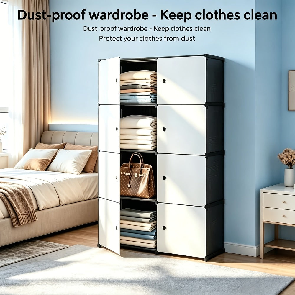 Modular Storage Cabinet with Magnetic Door, 3-Tier & 4-Tier Closet Organizer, Large Capacity Wardrobe Storage Unit, Dust-Proof Odor-Free Stackable Shelves, Easy Assembly for Bedroo - product image 13