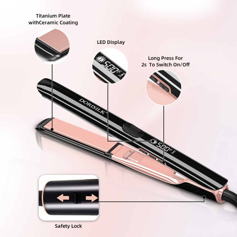 Plasma Ionic Hair Straightener Flat Iron 500°F with PTC Ceramic Oil Plates, LCD Display & 60-Min Auto Off — Frizz Control Professional Flat Iron for All Hair Types, 1" & 1.77" Plat - product image 15