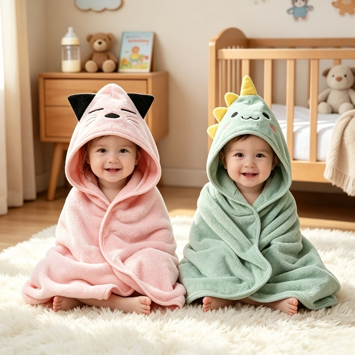 Large Jumbo Baby Towels & Swaddles Suitable for Newborns, Infants, Toddlers - Dual-Purpose Soft Absorbent Towels with Print, /Grey///, Hand Wash Care for Boys - product image 9