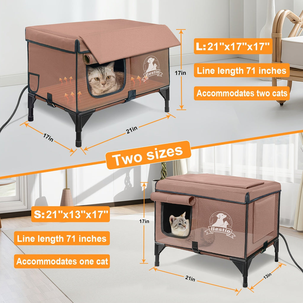 Heated Cat House 3-in-1 with Removable Warming Pad | Elevated Cat Bed for Indoor & Outdoor Cats | Chew-Resistant Cord | All-Season Cat Shelter & Condo | Double - product image 2