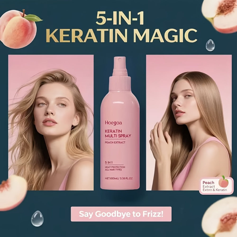 Leave-In Conditioner Spray 2 Pack — Fruity Peach Scent No-Rinse Hydrating Hair Spray with Heat Protection, Moisturizing Fluffy Styling, Glycerin Formula for Normal Hair Women - product image 7