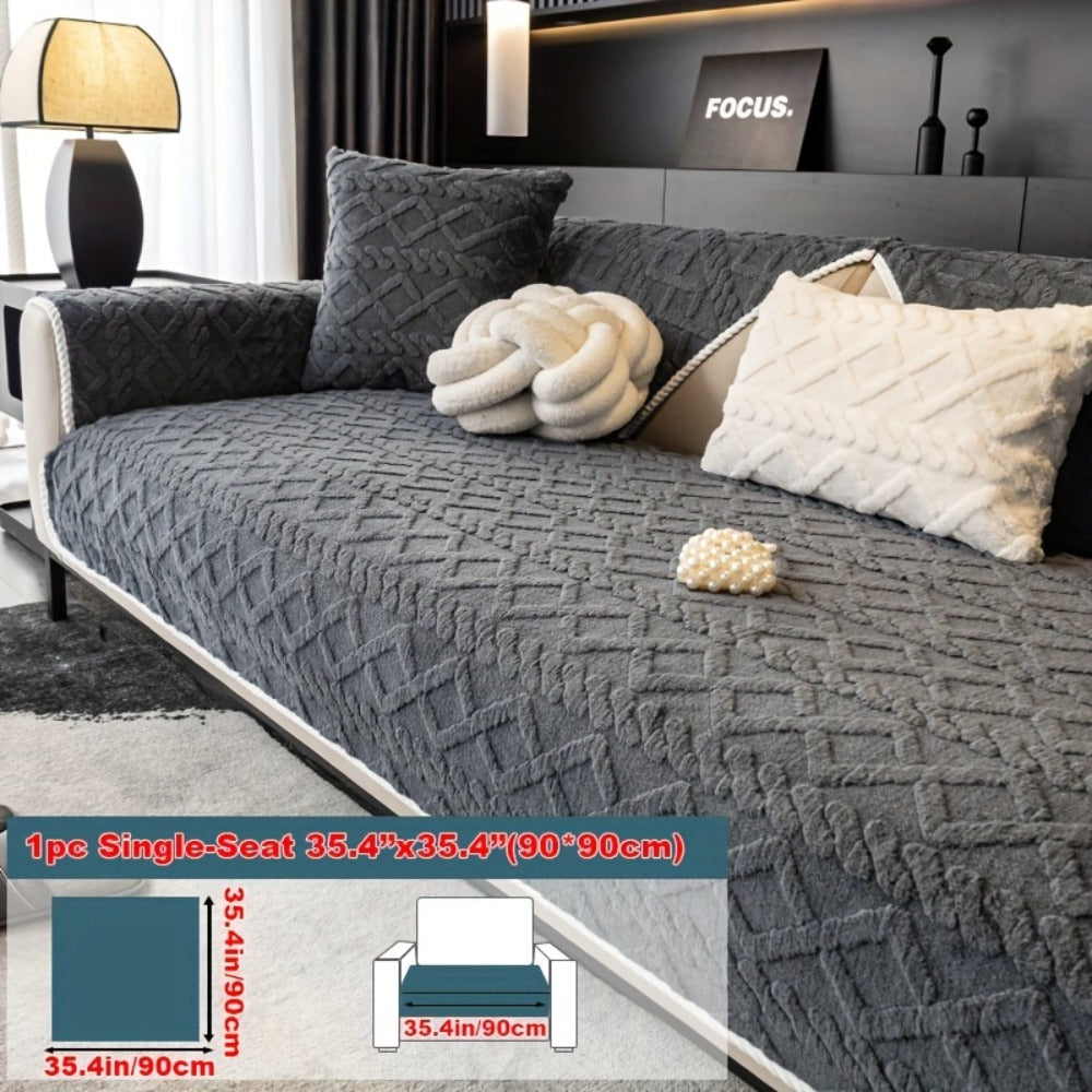 Plush Sofa Cover Couch Cover | Anti-Slip Pet Dog Friendly Velvet Sofa Mat, Single Two Three Four Seat, Backrest Armrest Pillow Cover, Living Room Bedroom Decor - product image 3