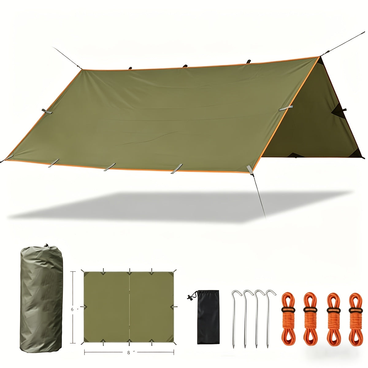 Camping Tarp Canopy with UV Protection – Multiple Colors & Sizes – Portable Collapsible Waterproof Shelter Tent for Backpacking, Hiking, Garden, Outdoor Survival