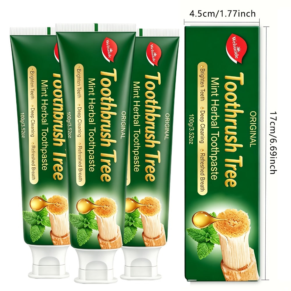Natural Toothpaste 3-Pack – Herbal Mint Formula for Sensitive Gums & Teeth, Long-Lasting Freshness, Gentle Deep Cleaning Dental Care for Men & Women, Sleek Tube Design with Natural - product image 3