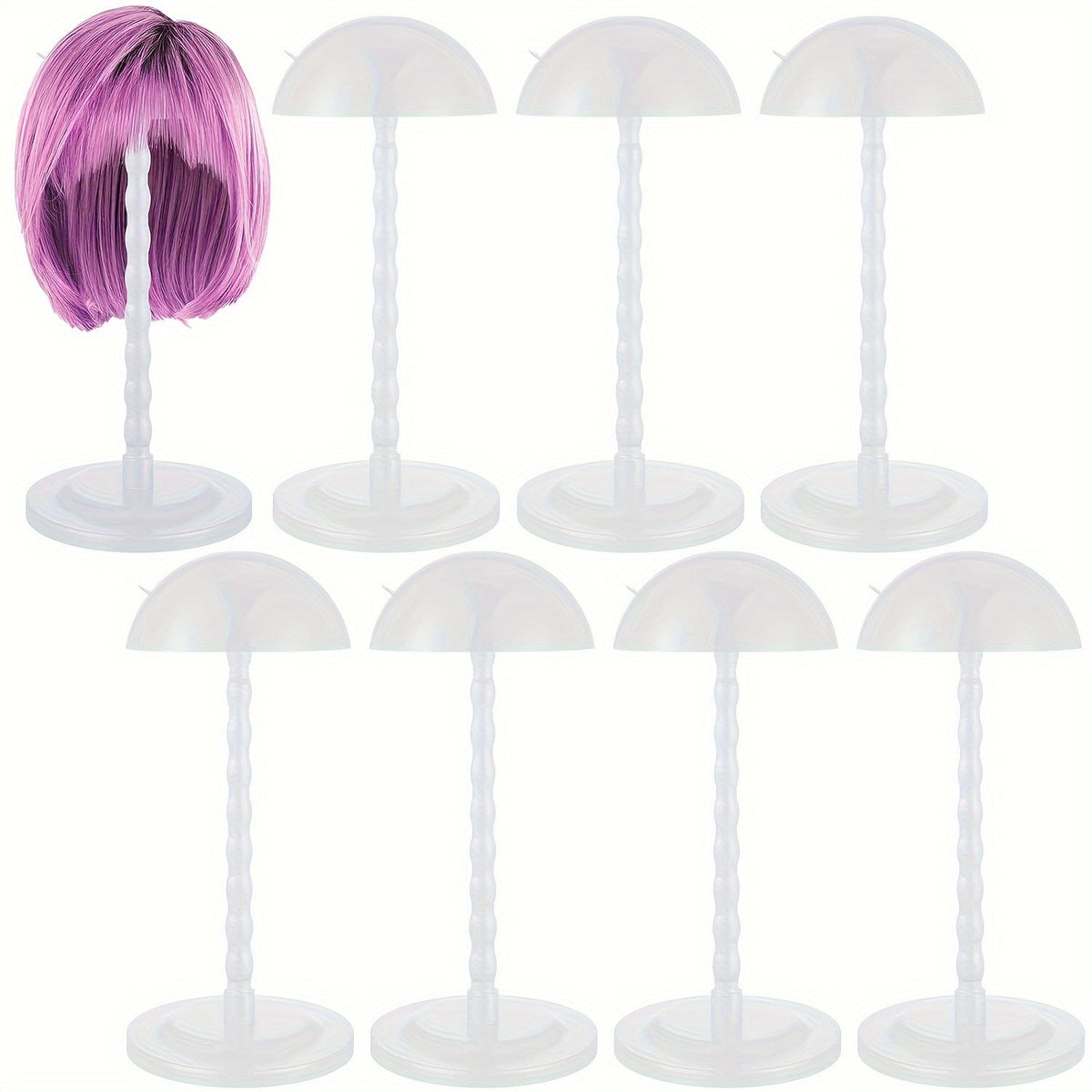 Wig Stand Set 8 Pack Portable Non-Slip Stable Wig Head Holder 13.8 Inch for Styling Storage Display Travel Salon Hat Stand White Rose Black - product image 8