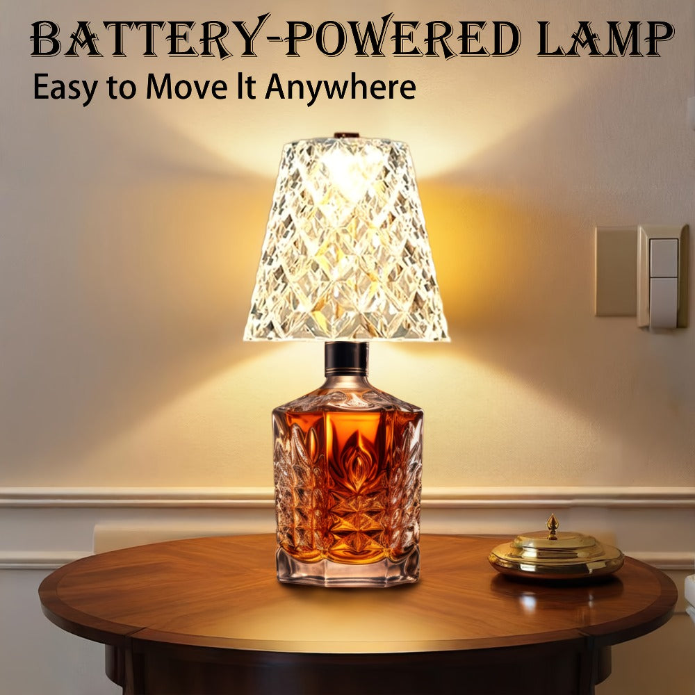 Wireless Wine Bottle Lamp – USB Rechargeable Acrylic Crystal Shade, 3-Color Touch Control Smooth Dimming, 2000mAh Cordless Bottle Light for Bar Decor, Home, Kitchen, Party & Table  - product image 5