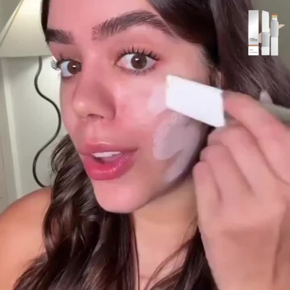Skin Tone Adapting Color-Changing Foundation Stick 2-Piece with Built-In Brush & Puff — Lightweight Matte Finish Sheer to Buildable Coverage Everyday Makeup for Women Ivory White N - product image 11