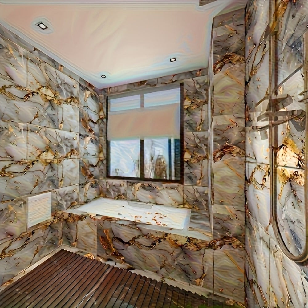 Peel and Stick Marble Tile Stickers – Self Adhesive Foam Wall Tiles for Bathroom Kitchen Office Bohemian Home Decor (50/100pcs, White/Gray/Black/Blue Gold) - product image 27