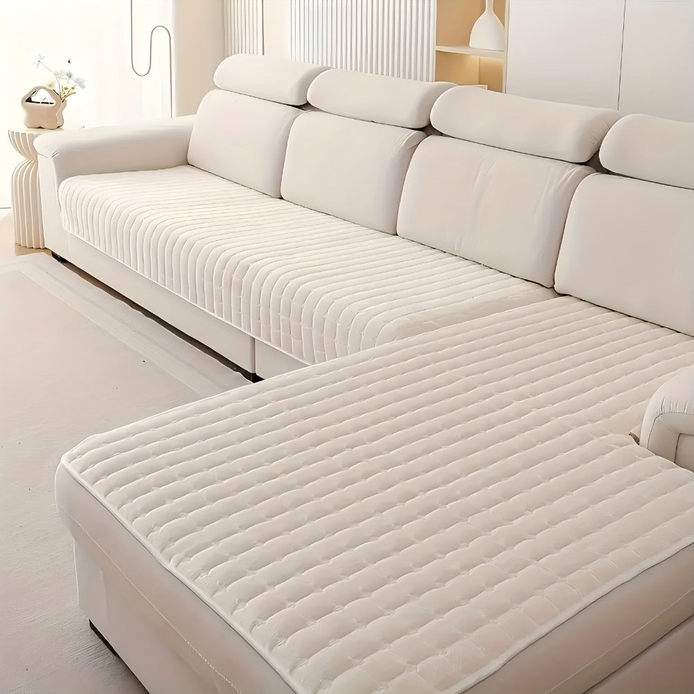 Quilted Flannel Velvet Sofa Cover 2pcs Set | Luxurious Jacquard Couch Cover, Soft Furniture Protector, Pet Friendly Machine Washable, All Season, Living Room Bedroom Office - product image 3