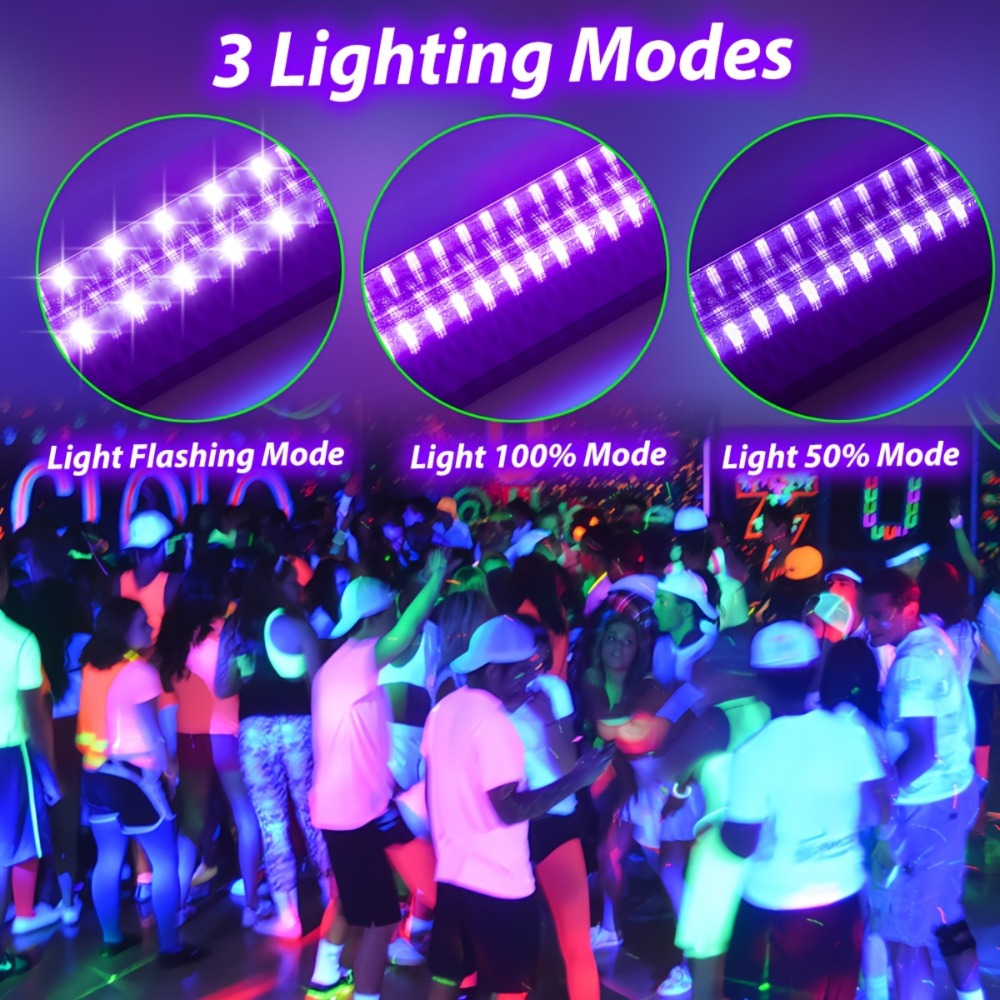 UV Black Light Bars & Strips 8-Piece Set – 385-400nm USB Powered 5V LED Blacklight for Glow Party, Halloween, Neon Party, Body Paint & Fluorescent Art (4x32cm + 4x250cm) - product image 13