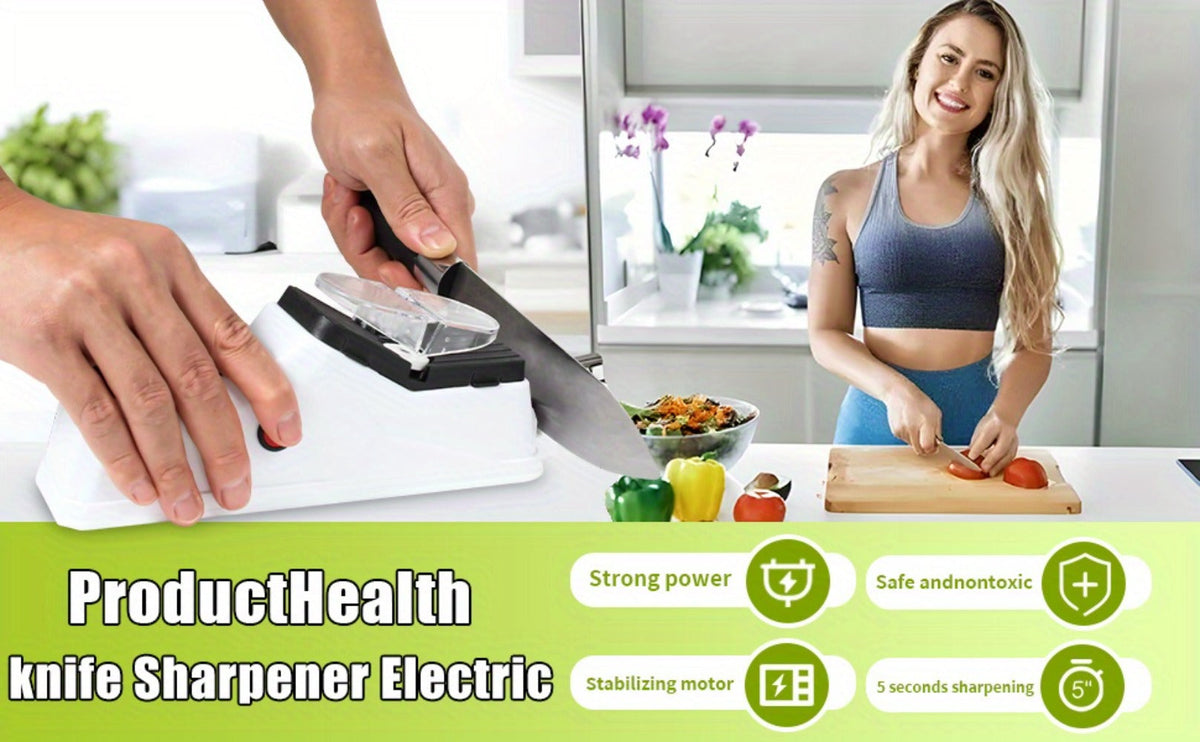 Electric Knife Sharpener with 5 Double-Sided Stones - USB Powered Professional Kitchen Knife Sharpener for Quick Sharpening & Polishing with Protective Cover - product image 8