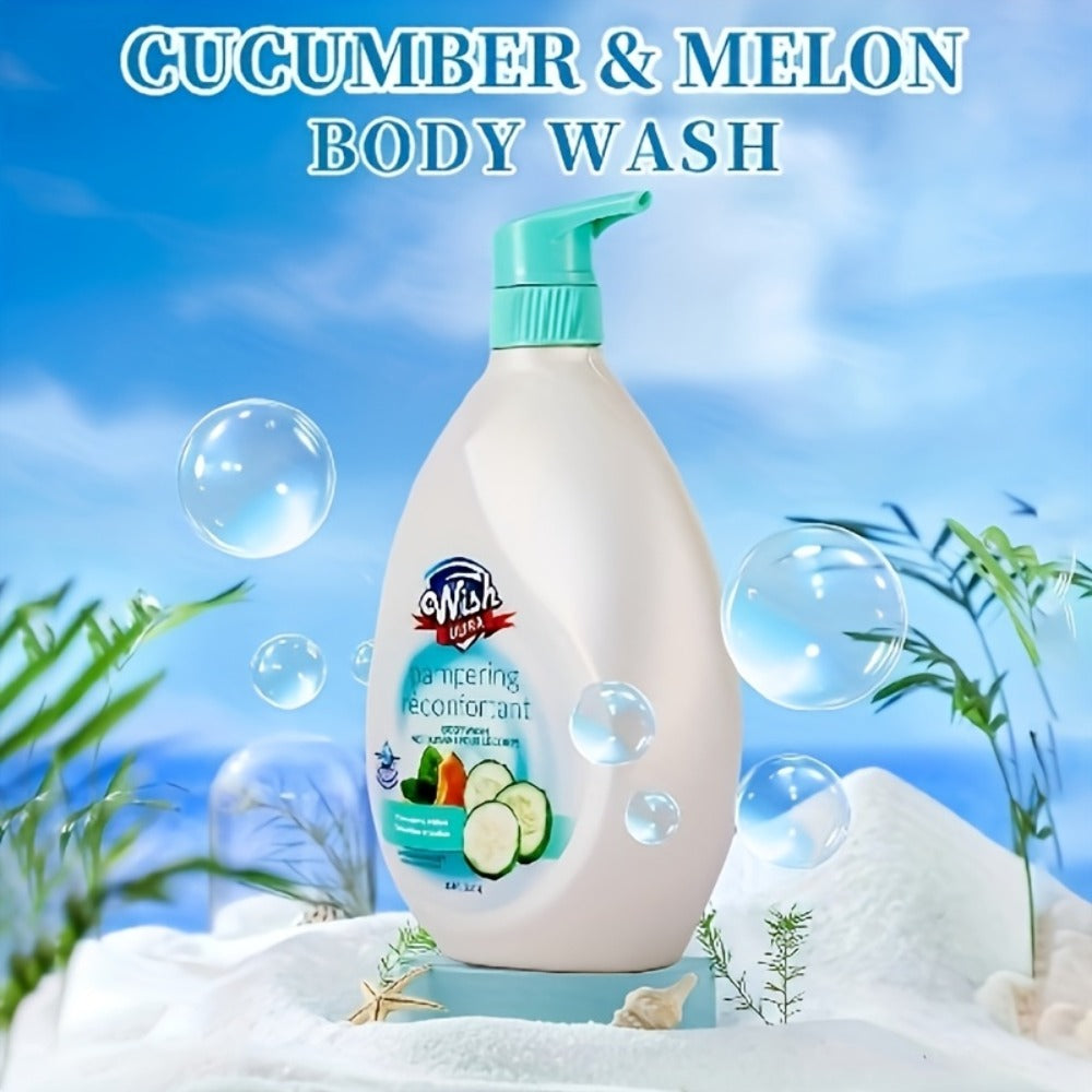 Vitamin E Body Wash for Women & Men Deep Cleansing Blackhead Removal Dead Skin Exfoliating Long-Lasting Fragrance Shower Gel Multiple Scents Cucumber Melon Peach Coconut Shea Butte - product image