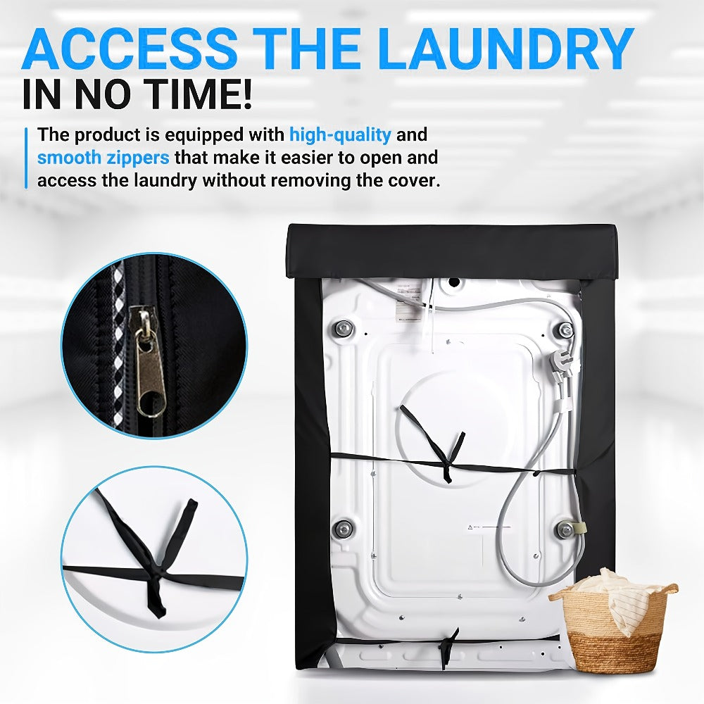 Washer Dryer Cover 420D Heavy Duty Waterproof, Indoor Outdoor Washing Machine Protector with Zipper Window, Fits Top Load & Front Load Washers Dryers, Dustproof UV-Resistant Laundr - product image 4