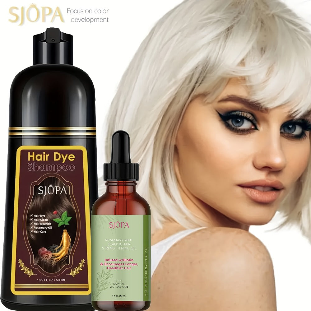 Hair Dye Kit 3-in-1 Color Shampoo with Rosemary Oil 500ml - Natural Safe No Ammonia Quick Coloring Gray Coverage Gentle on Skin Unisex Black Brown Red Purple Silver 12 Shades - product image 19