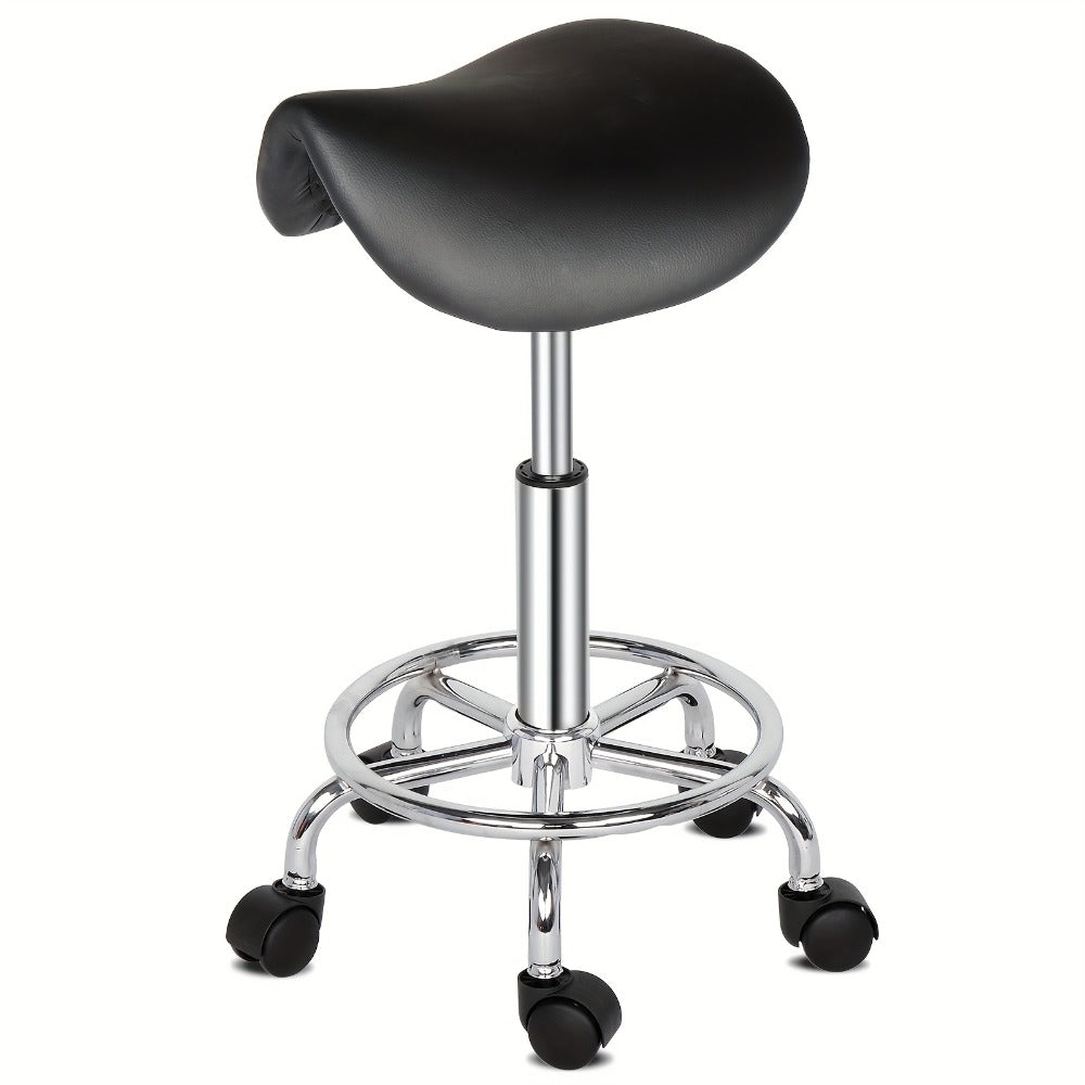 Saddle & Round Salon Stool with Backrest 360-Degree Swivel — Adjustable Height Professional Chair for Salon, Spa, Barber, Kitchen & Bistro, Black & White, 2 Styles - product image 5
