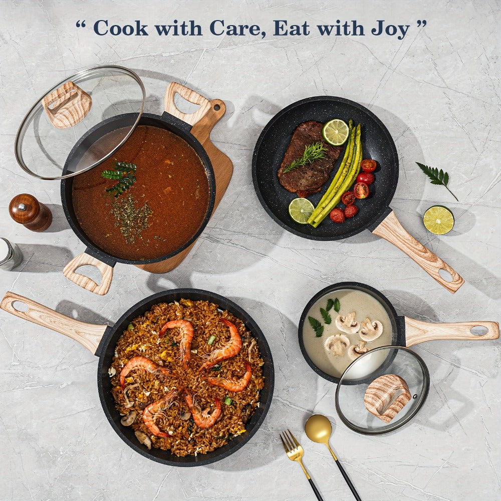 Pots and Pans Set 12-Piece Non-Stick Kitchen Cookware – Complete Cooking Set with Frying Pan | Durable Even-Heating Non-Stick Coating | Available in Black & White | Home Kitchen Es - product image 5