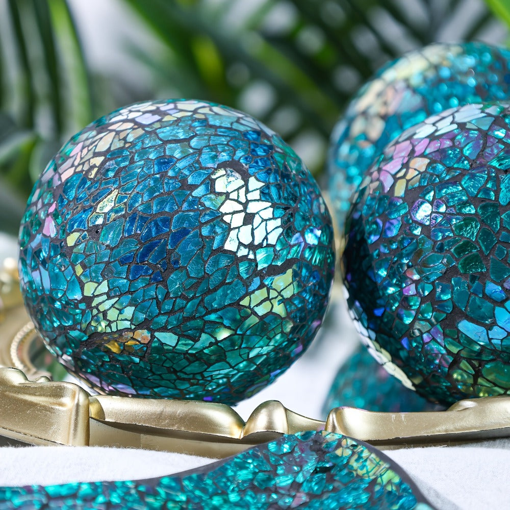 Decorative Glass Balls for Bowls 3 Inch Set of 3 with Glass Tray, Bowl Fillers Centerpiece Table Decorations for Home Decor Living Room Dining Coffee Table, Silver Black Gold Green - product image 8