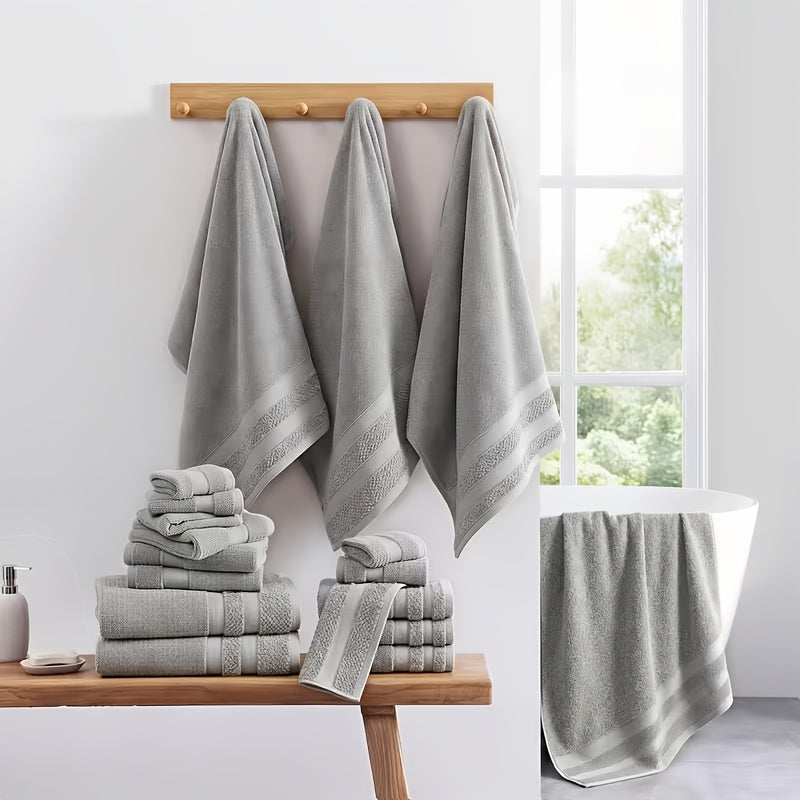 24 pcs Bath Towel Sets, Solid Color Cotton Blend Bathroom Towel, 8/4 Bath Towels +4/2Hand Towels + 12/6Washcloths, Multiple Colors Available, Soft and - product image 6