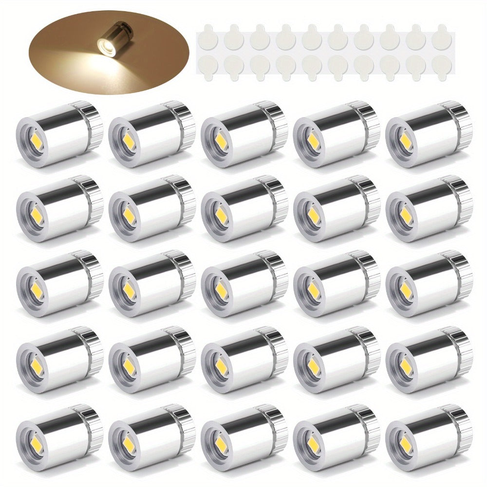 Mini Spotlight Battery Operated LED 20 Pack - Cordless Miniature Spot Lights for Artwork, Paintings, Jewelry, Display Cases, Handicrafts, Models & Puzzles (Green / Red / RGB / Blue - product image