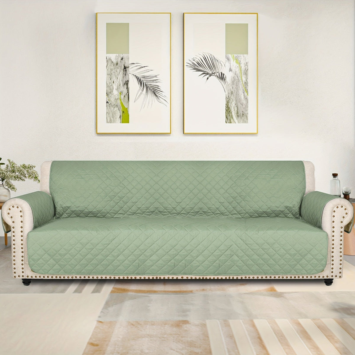 Sofa Slipcover 5-Layer Quilted Thick Sofa Cover Protector Elastic Strap Non-Slip Washable Pet Friendly Universal Fit 3 4 Seater Couch Cover for Living Room - 10 Colors - product image 47