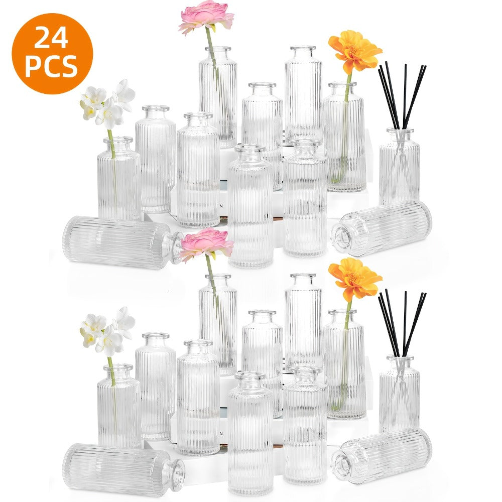 Mini Bud Vases Set - Modern Striped Clear Glass Flower Vases for Wedding Centerpieces, Birthday Party, Anniversary, Home Table Decor, Multiple Sizes 12/24/36 Pcs - product image 14