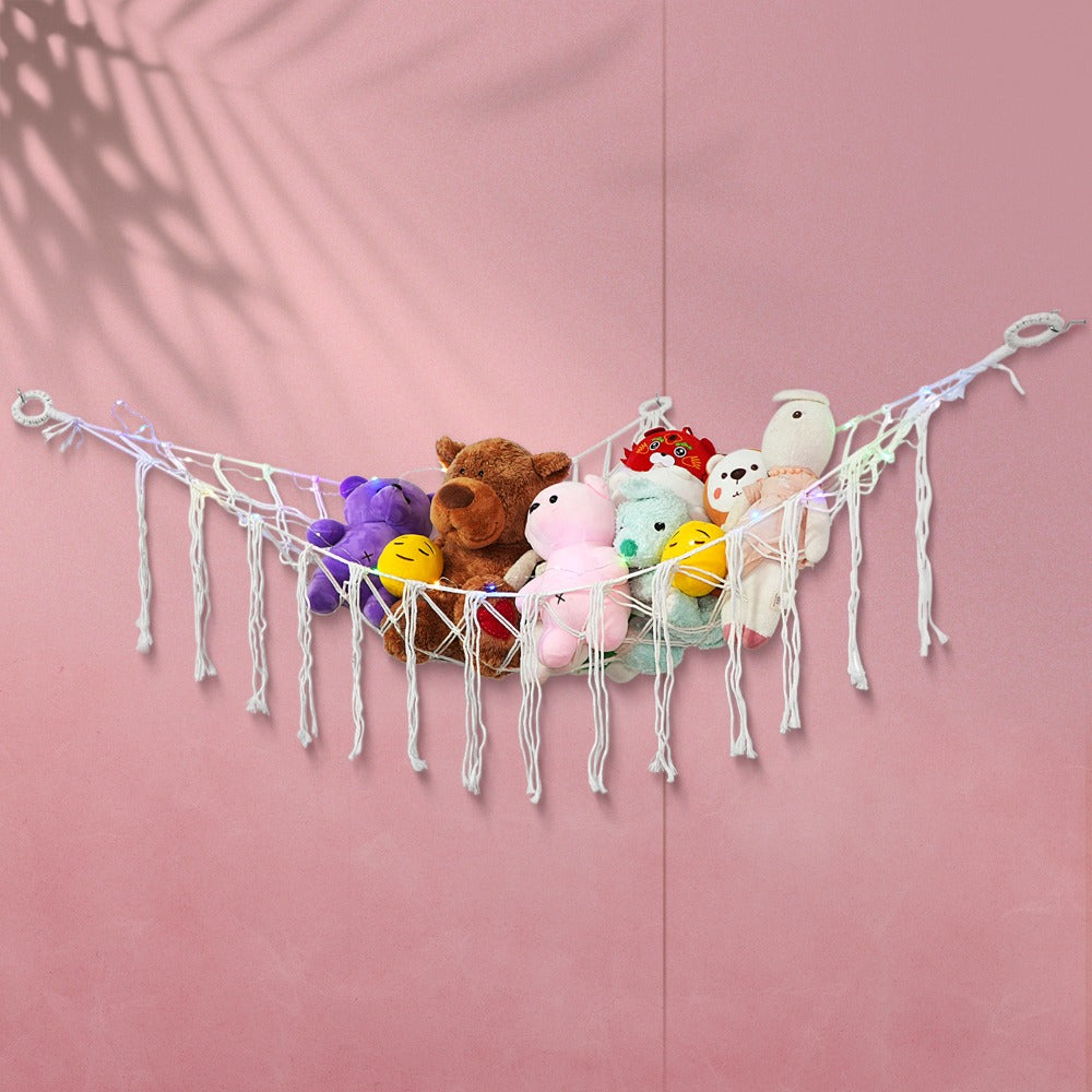 Stuffed Animal Storage Hammock with Lights Corner Hanging Toy Net Organizer for Nursery Bedroom Kids Room Decor Plush Toy Holder Christmas Halloween Easter Gift - product image 11