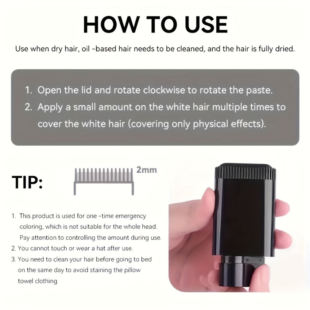 Portable Gray Root Cover Stick 2pcs — Disposable Hair Root Touch-Up with Plant-Based Squalane | Instant Long-Lasting Gray Coverage | No Water Needed | 3 Shades | All Hair Types - product image 19