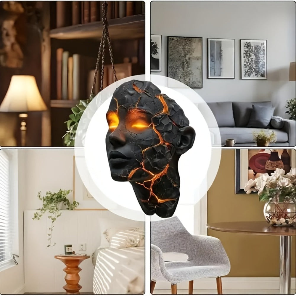 3D Shattered Soul Wall Lamp – LED Night Light Cracked Face Phantom Effect USB Powered Resin Wall Light for Bedroom Living Room Bar Cafe Home Decor, Easy Install Gothic Aesthetic At - product image 5
