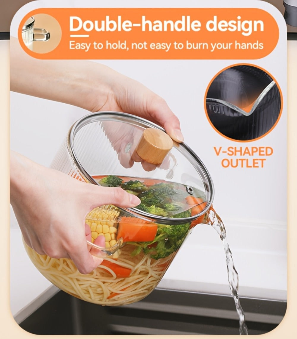 Glass Saucepan Set 2-Pack Stovetop Safe Borosilicate Ribbed Pots with Lids – 78oz & 54oz Heat Resistant Cookware for Soup, Ramen, Milk | Transparent Glass Pot Kitchen Cooking Set w - product image 20
