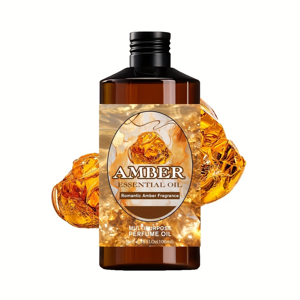 Amber Essential Oil 100ml Pure Romantic Fragrance for Diffuser Aromatherapy – Therapeutic Grade Scented Oil for Relaxation Stress Relief Skin Hair Care Massage Gift for Women Men - product image