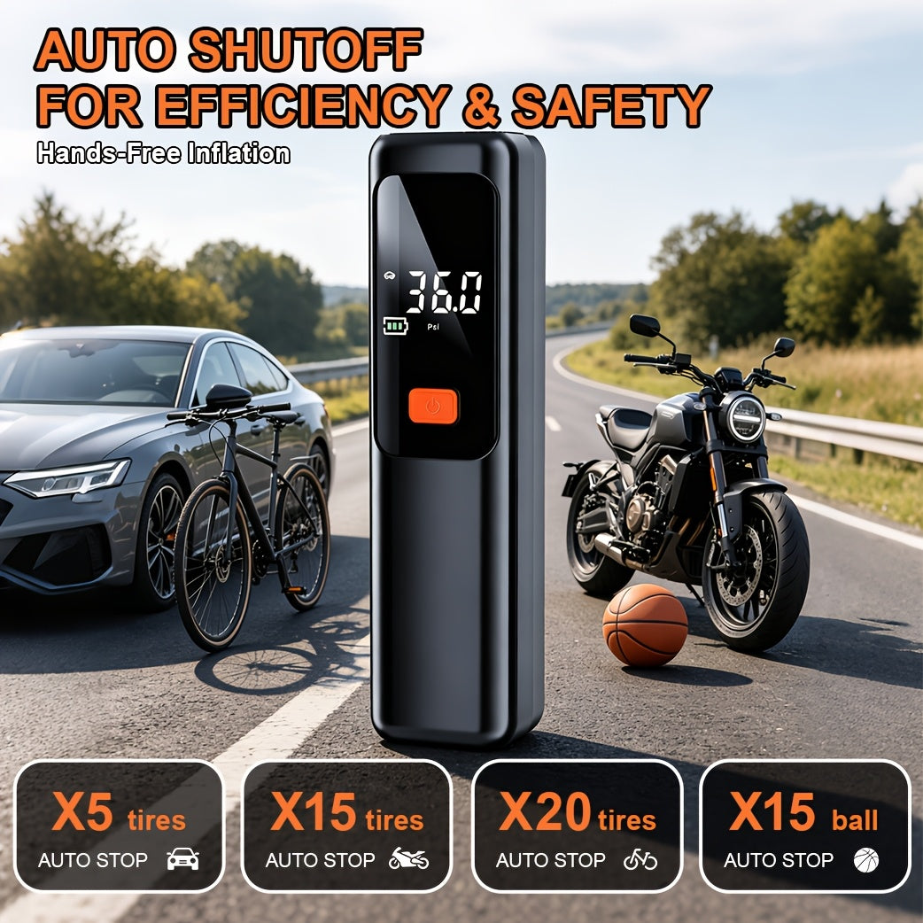 Wireless Cordless Design, High-Power Fast Inflation, Auto Preset PSI, Multiple Nozzles for Car, Motorcycle, Bicycle, Basketball, Football & Volleyball - product image 4