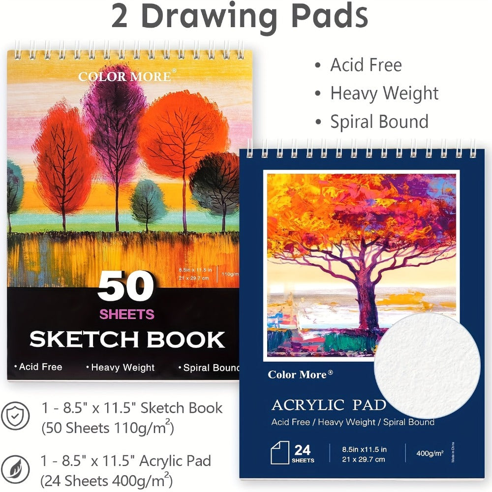 Drawing Pads Crayons Acrylic Paints Colored Pencils Complete Professional Art Kit Gift for Kids Teens Adults Birthday Christmas – 175-Piece Deluxe Art Set in Wooden Case
