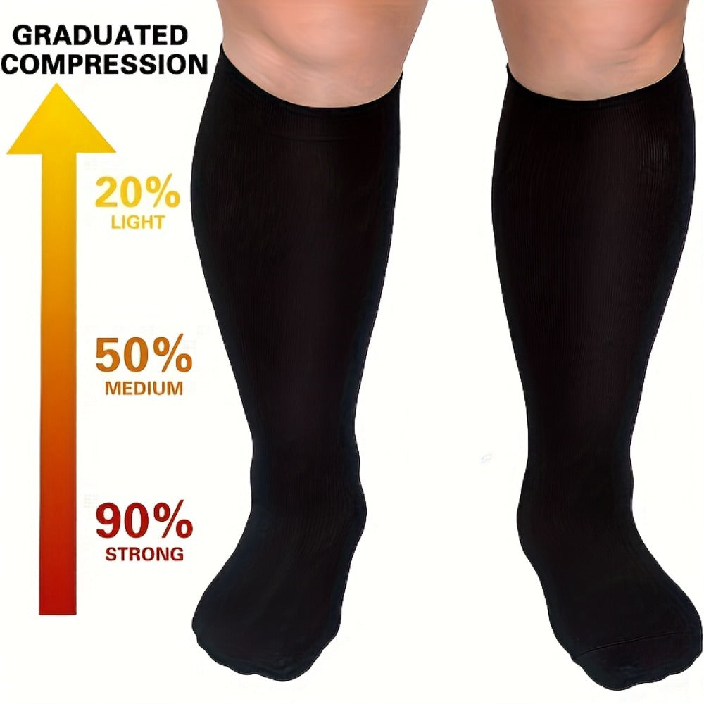 Plus Size Compression Socks 2 Pairs High Elasticity Sports Fitness Oversized Socks for Men Women 2XL 3XL 4XL 5XL 6XL 7XL Running Athletic Support - product image 12