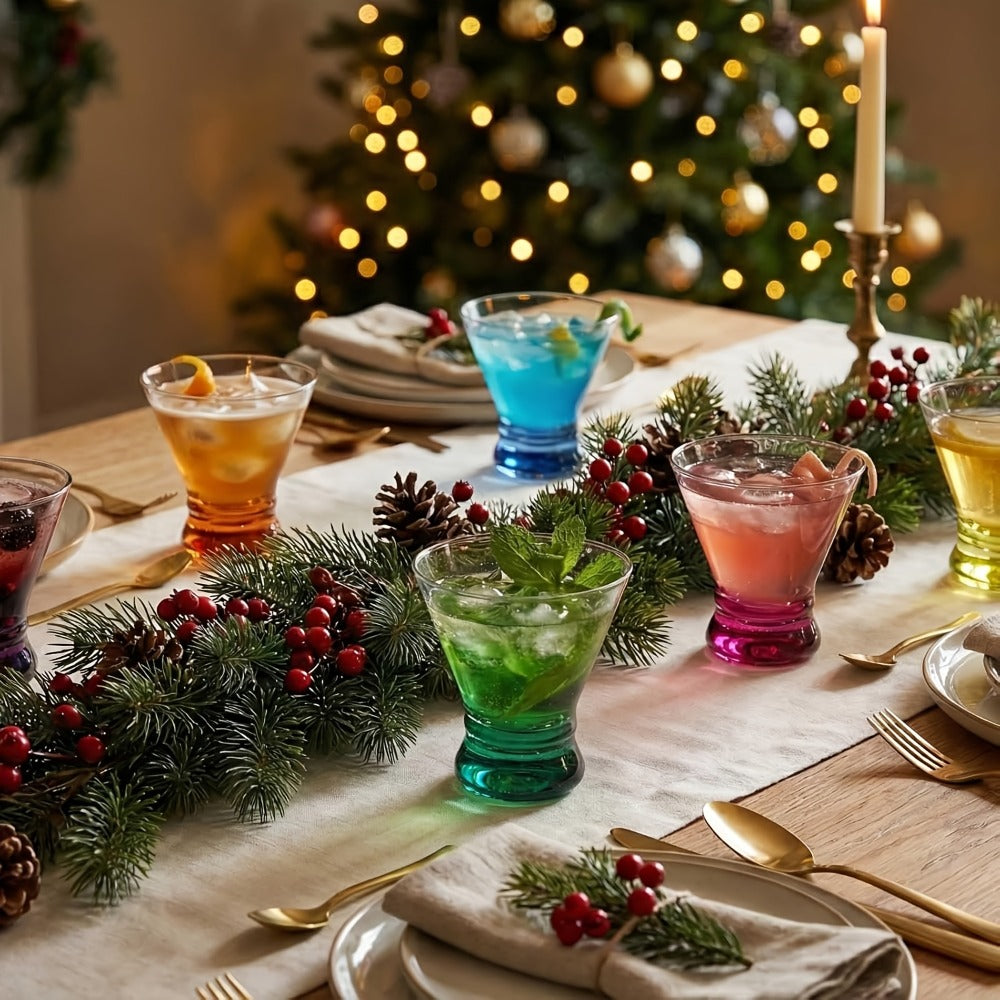 Stemless Martini Glasses Set of 6 – 8oz Colored Cocktail Glasses, Margarita Bar Dessert Glassware with Gradient Color Base, Espresso Martini Manhattan Party Glasses, Gift for Her - product image 2