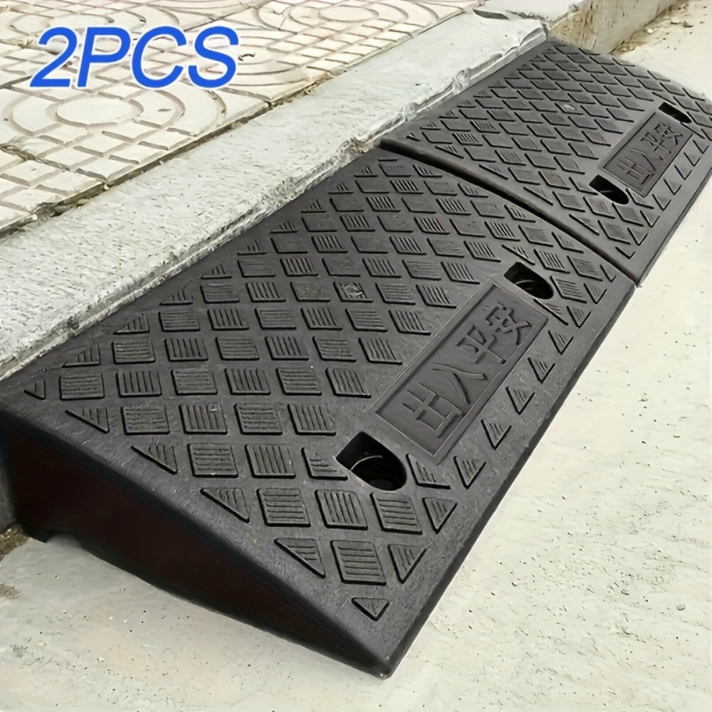 Curb Ramp 2-Pack Portable Heavy Duty Plastic Threshold Ramp Set – Lightweight, Non-Slip, for Low Floor Vehicles, Motorcycles, Wheelchairs, Driveway & Lane Loading – Multiple Height - product image