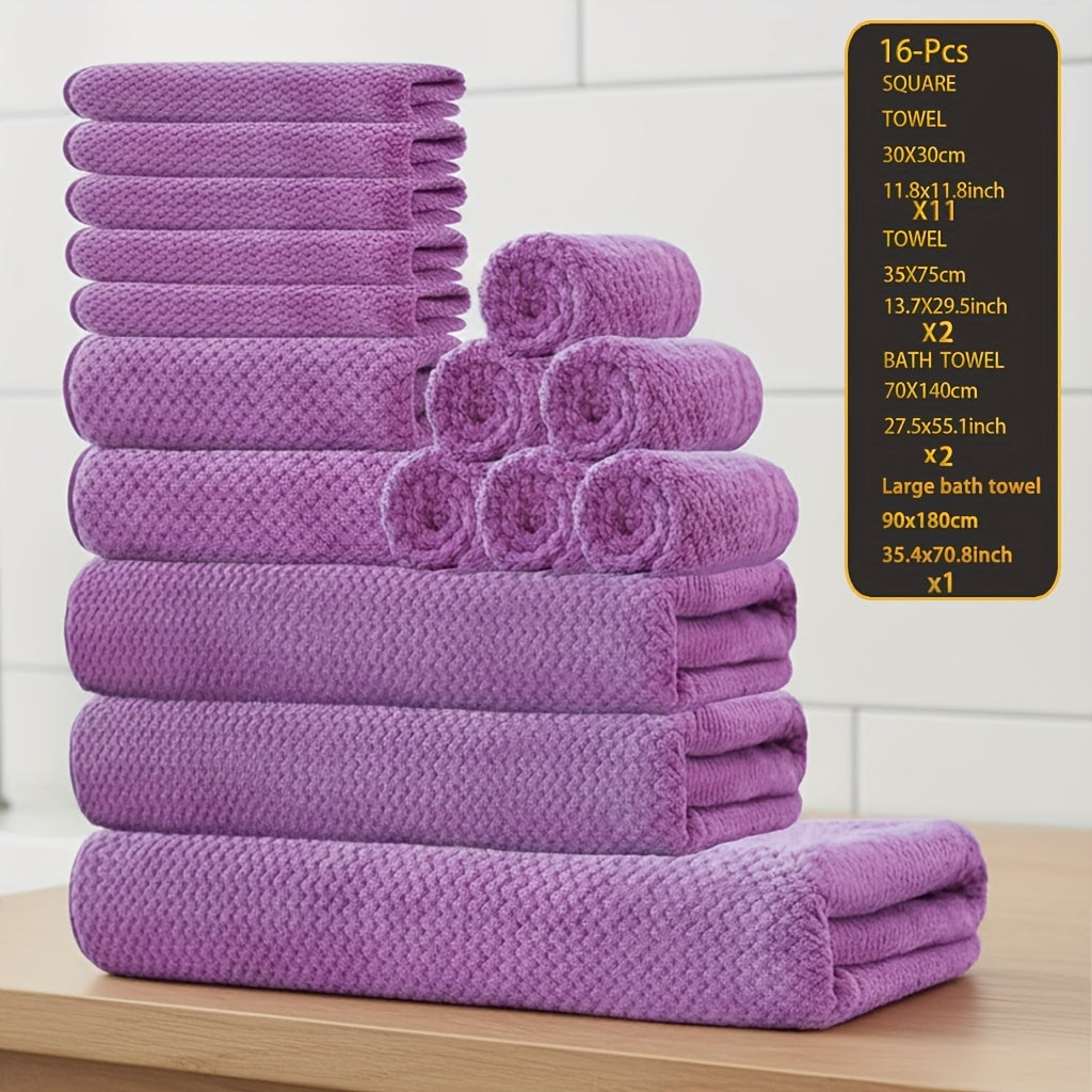 Coral Fleece Bath Towel Set 16 Piece 300GSM - Extra Large Bath Towel Washcloths Square Towels Soft Absorbent Quick Dry | 11 Colors | Hotel Home Travel Spa Gift Complete Bathroom To - product image 26