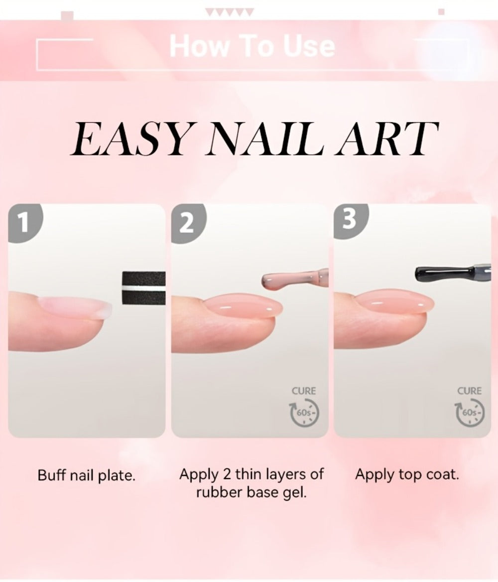 Rubber Base Gel Polish Set 6pcs Nude Pink 2-in-1 Builder Base Coat – Self-Leveling Soak Off UV LED Semi-Permanent Long-Lasting Gel Manicure Kit 0.24oz Each for DIY & Salon Nail Art - product image 21